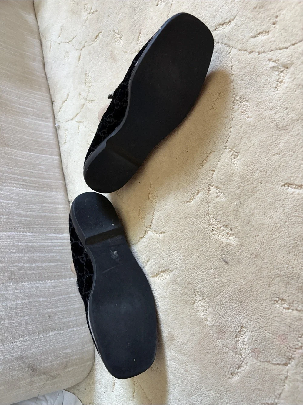 Vintage Women’s Gucci Black GG Velvet Slip-On Loafers